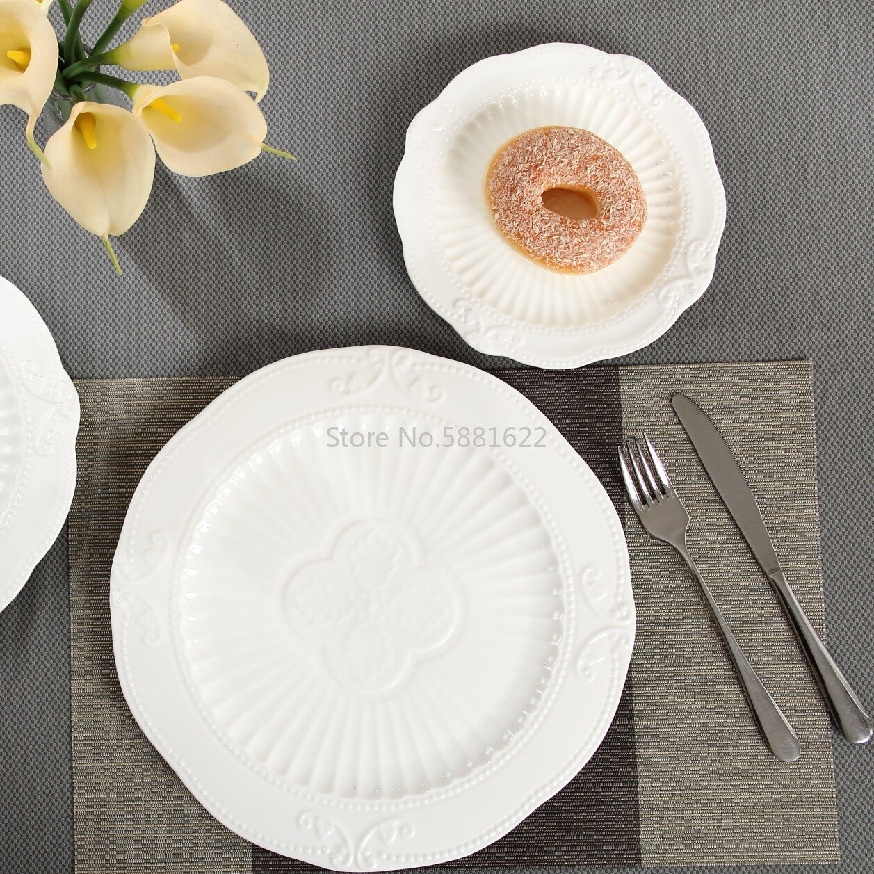 ceramic plate uterine relief flat plate soup plate leaf pattern supply