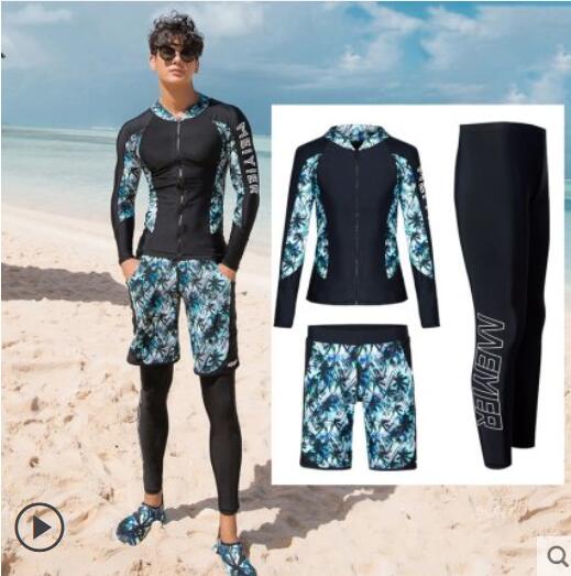 Top koreanske par udslæt vagt badetøj til mand og kvinde elskere surfing badedragt front lynlås rashguard: Mænd / Xxxl