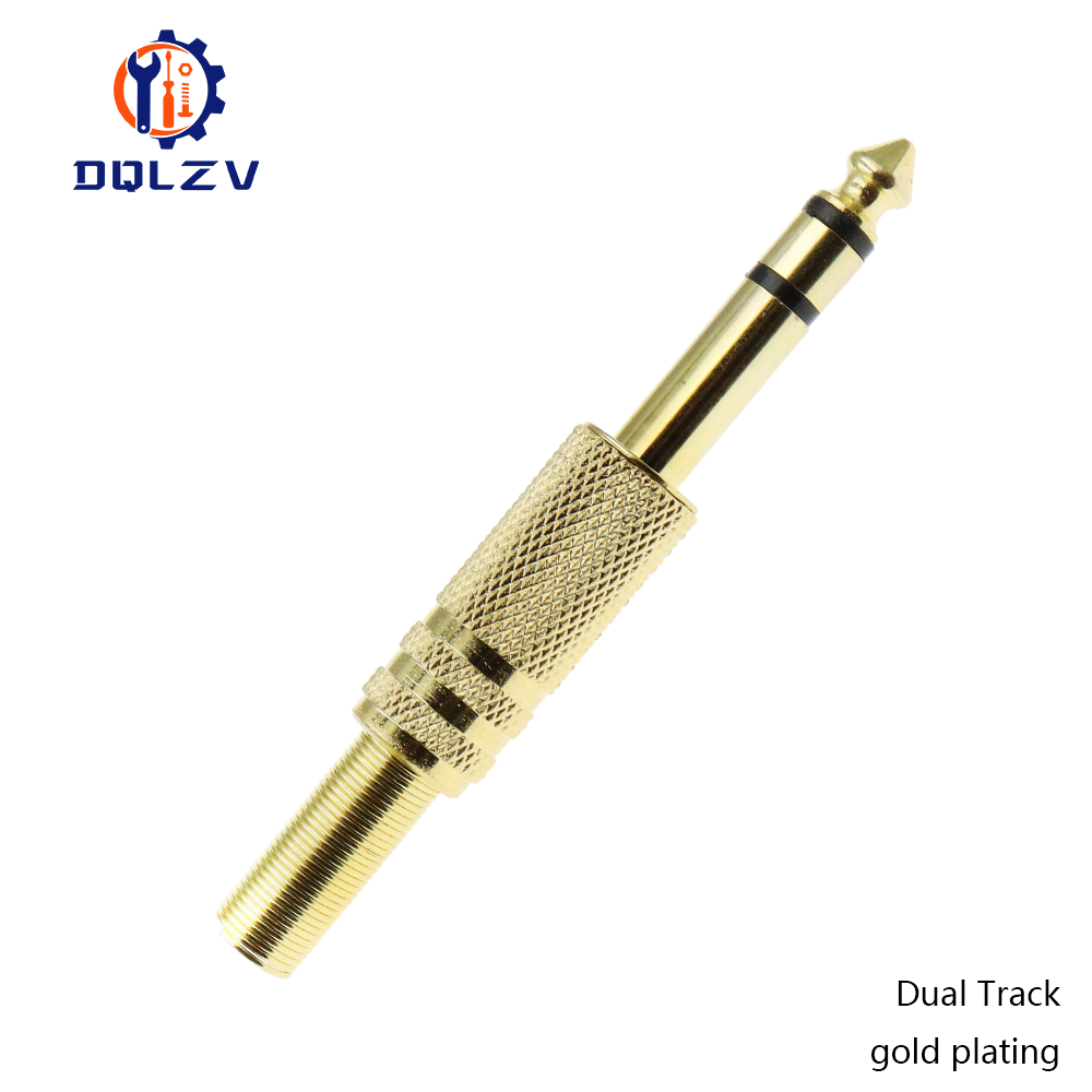 Adaptador de conector de Audio Mono macho, conector Jack dorado de 6,35 MM, conectores estéreo de Audio de soldadura macho de 1/4 pulgadas: Marfíl / 5-9 Unids