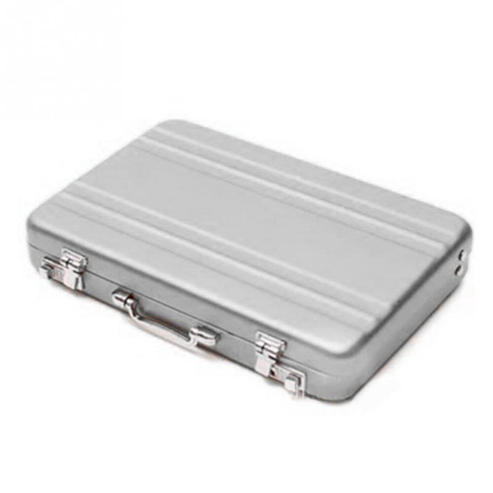 Metal Business ID Credit Card Holder Mini Suitcase Bank Card Holder Box Case: Silver