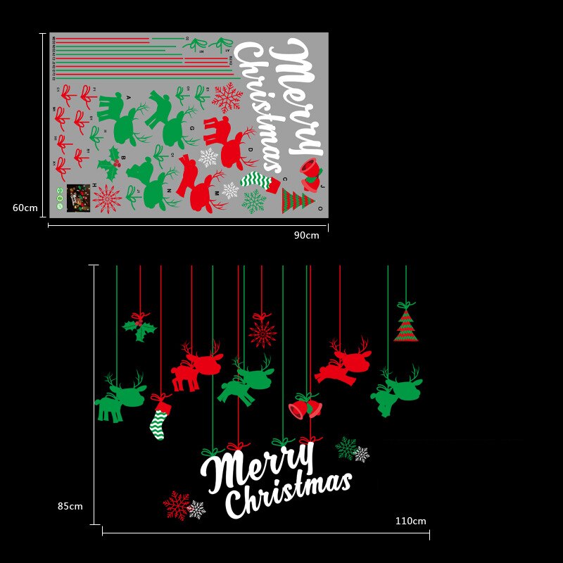 Christmas Window Stickers Santa Claus Removable PVC Christmas Tree DIY Wall Window Door Mural PAK55