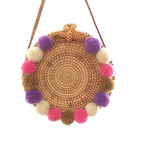 Round Straw Bags Women Summer Rattan Bag Handmade Woven Beach Crossbody Bag Circle Bohemia Handbag: N 20X8cm