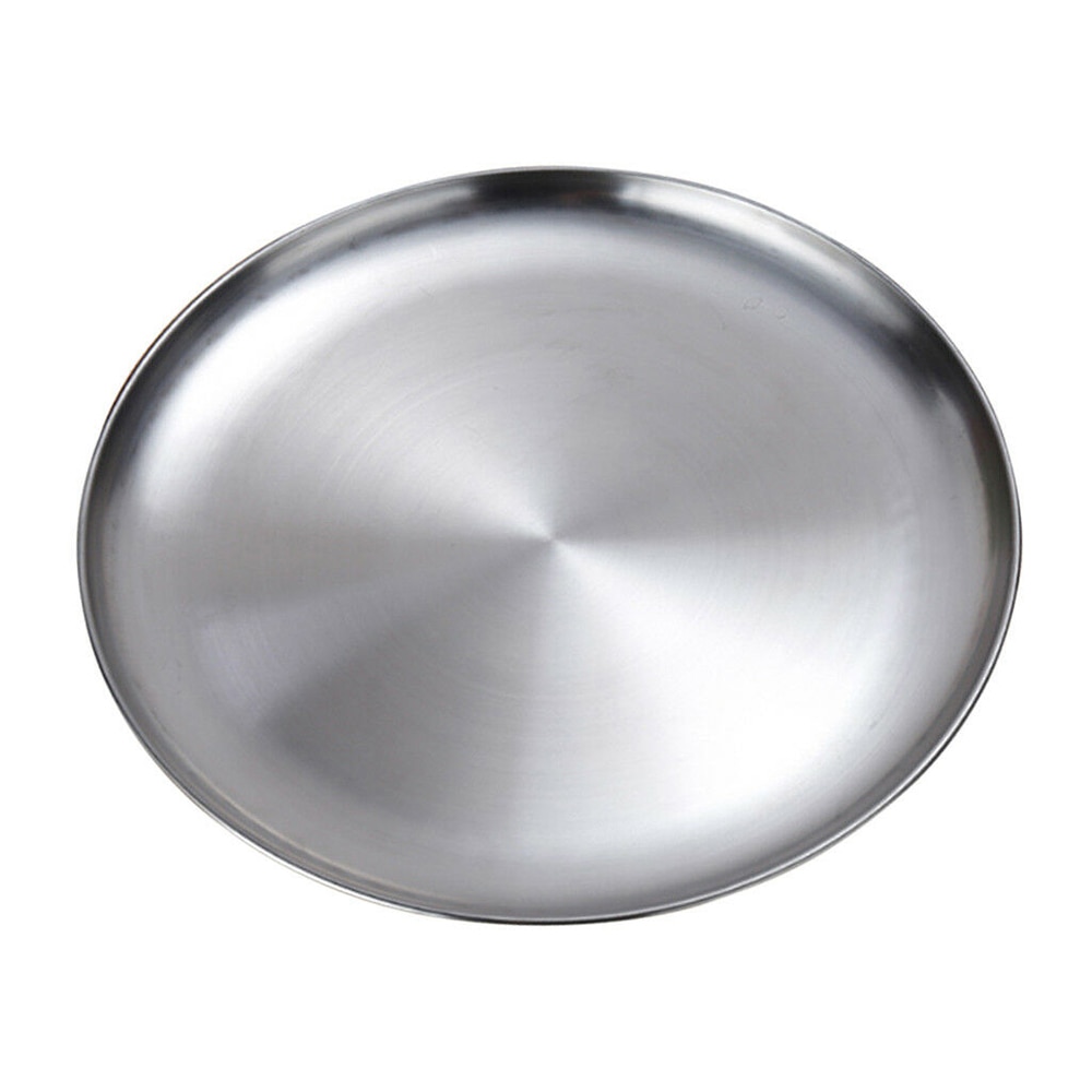 Stainless Steel Flat Dish Plate Double Insulated Thick Buffet Platter for BBQ Dish Plates