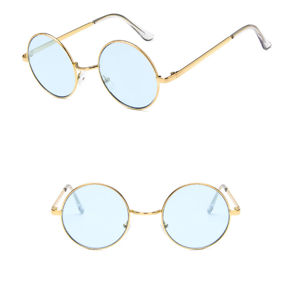 Gafas de sol redondas Vintage para mujer, lentes de Color del océano con espejo, de , marco de Metal, circulares,: Azul