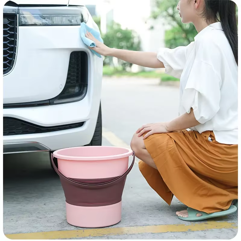 5/10L/17L Portable Folding Bucket for Washing Outdoor Foldable Basin Silicone Water Bucket Camping Space Saving Car Wash Buckets