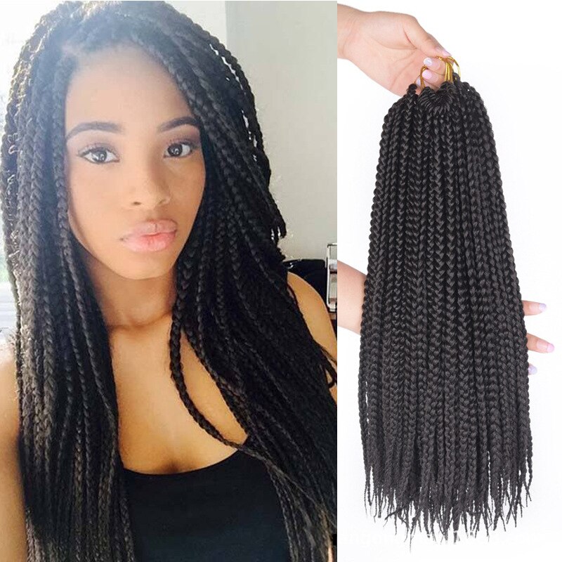 Ombre Crochet Hair Box Braids Synthetic Long Rainbow Pink Braiding Hair 22Strands Crochet Hair for African Braids