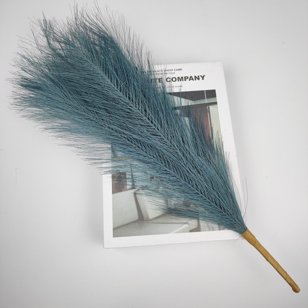 Faux Pampas Grass 17''/44cm Short Pampas Grass for Boho Home Office Decoration Artificial Reed for Floral Arrangement Vase Fills: Green Blue 1pc