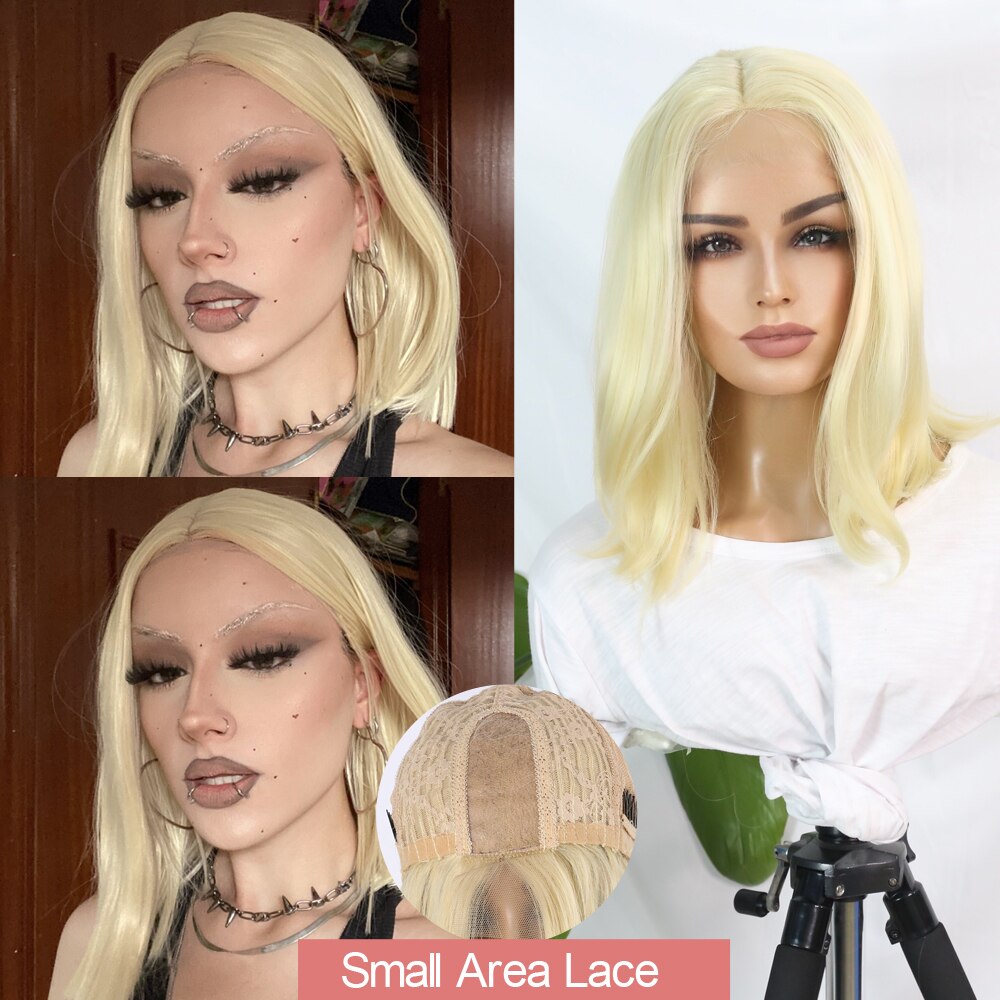 Synthetic Lace Wigs for Women 613 Color Blonde Wig Middle Part Lace Wave/Straight Hair Daily/Party/Cosplay Heat Resistant Fiber: 158-MKD9A237-613