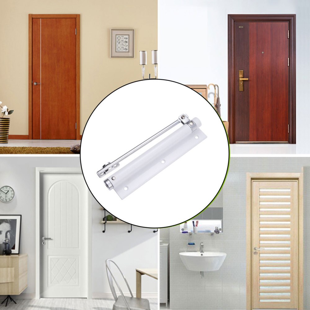 1Pc 35KG Automatic Door Closer Home Use Concealed Door Spring Hinge Buffer Free Punching Automatic Door Closer Device (Ivory Whi: As Shown
