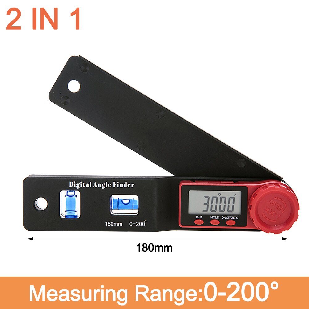 Digital Protractor Angle Ruler Finder Inclinometer Woodworking Electronic Goniometer Protractor Level Ruler Angle Scale Detector: Red