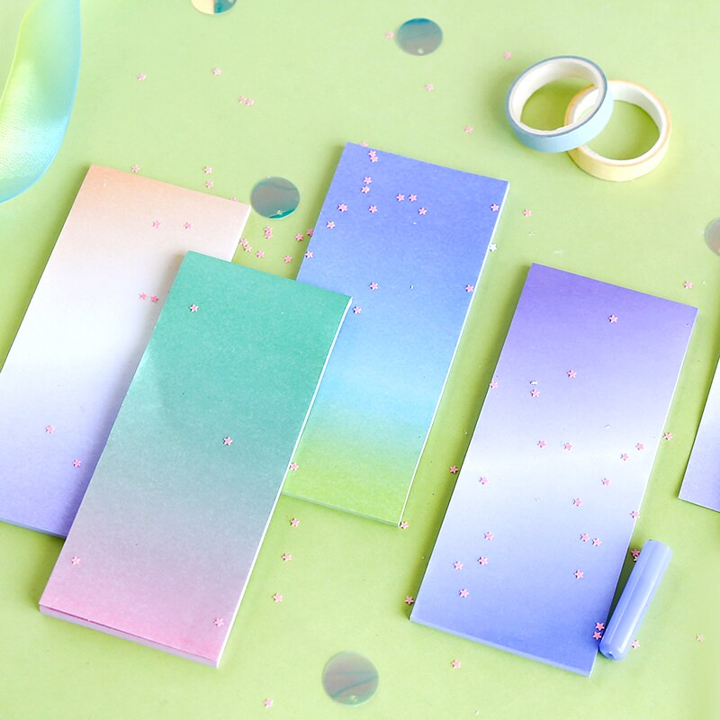Gradient Color Sticky Notes Long Strip Notepaper Message Sticker Tearable Large Note Paper Office Student Stationery