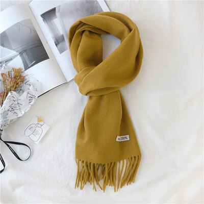 Luna & Dolphin Engeland Vrouwen Kasjmier Virgin Wol Sjaals 190x30cm Schotland Zwart Wit Plaid Edinburgh Plaid Warm school Sjaals: mustard yellow