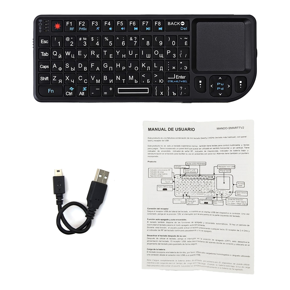 A8 Wireless Keyboard with Backlight Spanish/Russian/English 2.4G Air Fly Mouse Handheld Touchpad Keyboard for TV Box PC Laptop