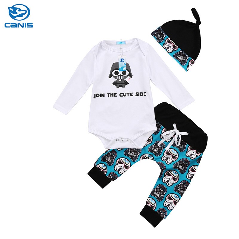 CANIS-Conjunto de ropa navideña para niños pequeños, Tops de dibujo Niño, mono pantalones gorro, 3 uds.,