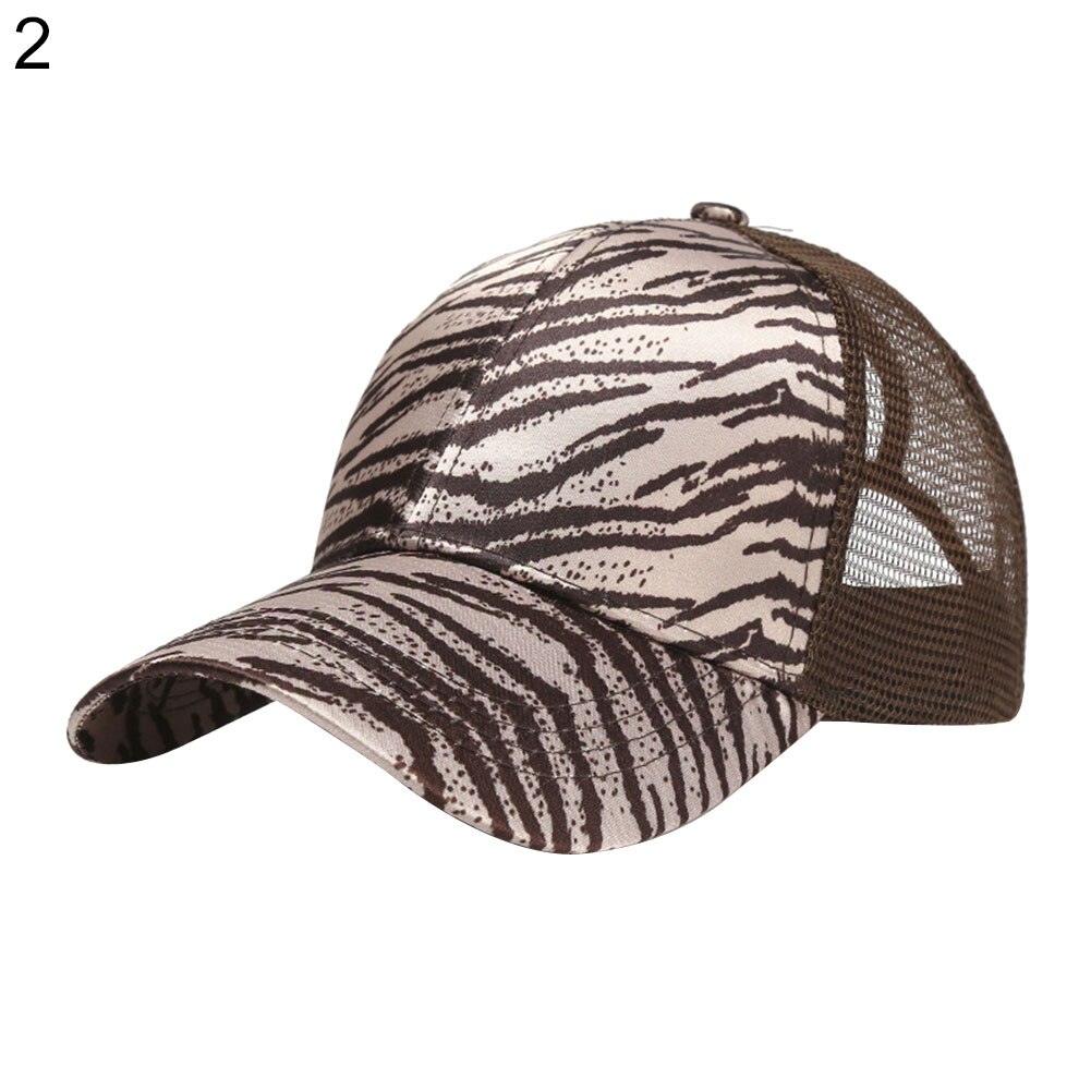 Women Summer Leopard Print Anti UV Ponytail Hat Outdoor Sports Baseball Cap Peaked Hat Ponytail Cap Polyester Baseball Cap: 2