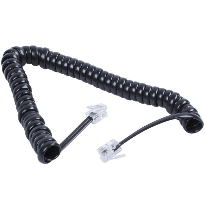 Cavo Telefonico RJ9 4P4C A Spirale – Sostituzione Per Cornetta Telefono Analogico, Fax E Modem – Nero