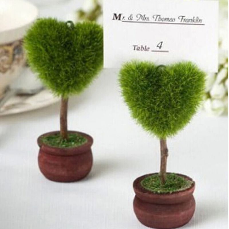 SchöNe Topfpflanze Herz Baum Platz-kartenhalter Tisch Foto Postkarte Karte Clips