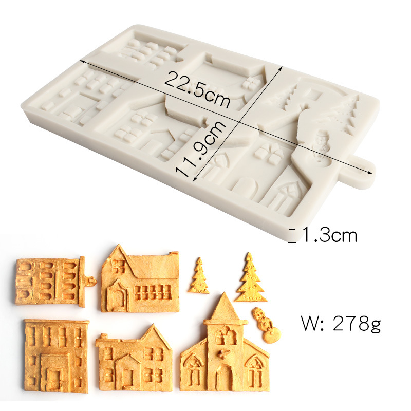 Moden Huis Silicone Mold Kerstmis Peperkoek Huis Fondant Mould Cake Decorating Tool Voor Keuken Chocolade Decoratie