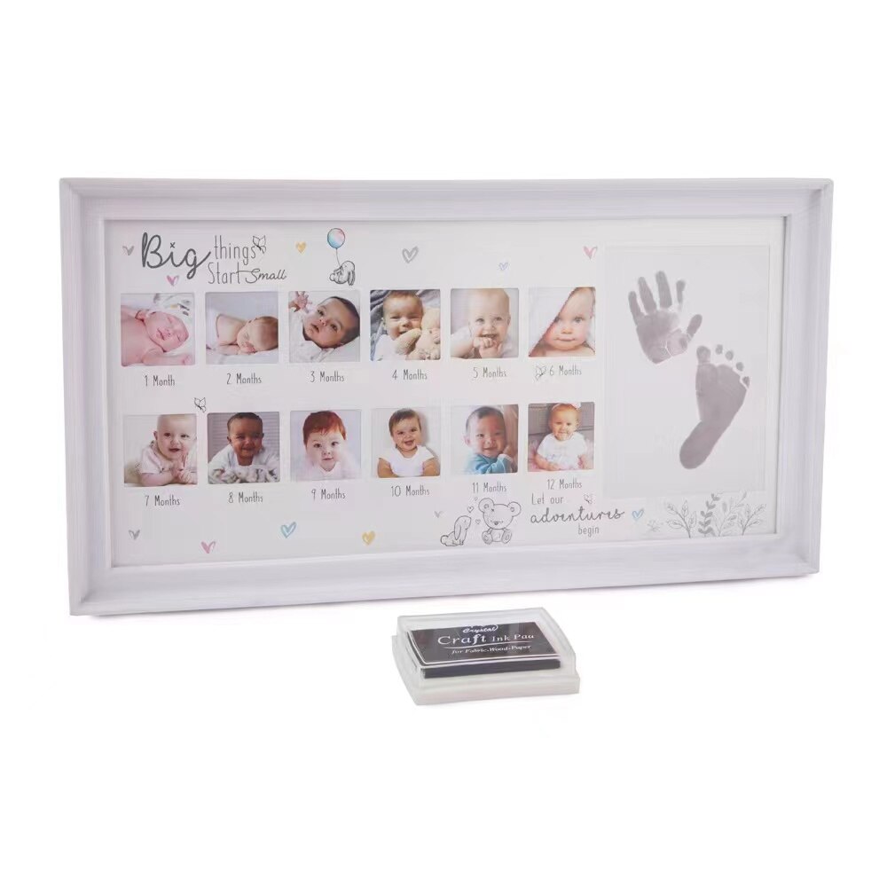 Ma Première Année Cadre Photo Bébé BRICOLAGE Handprint Empreinte 12 Mois Cadre Photo Garçon Fille Mes 1 An Artisanat D&#39;encre Enfants Cadre Photo: Type 1 White