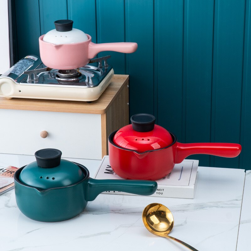 Casserole Mini Stew Pot With Handle Household Gas Ceramic Porridge Pot 1L