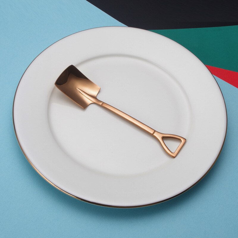 304 Stainless Steel Shovel Spoon Cute Retro Watermelon Artifact Spade Shovel Spoons Dessert Cake Ice Cream Spoon Kitchen Tool: 3