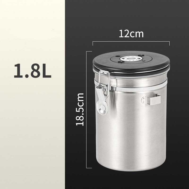 Stainless Steel Coffee Canister Coffee Bean Storage Airtight Containers with Date with Spoon Vent Valve Kitchen Food Storage Jar: light yellow