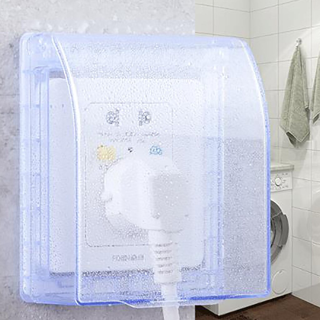 Waterproof Box DustProof Protective Cover Universal Wall Socket Switch Plate Outlet Door Bell Cover Protector Box Splashproof: Blue
