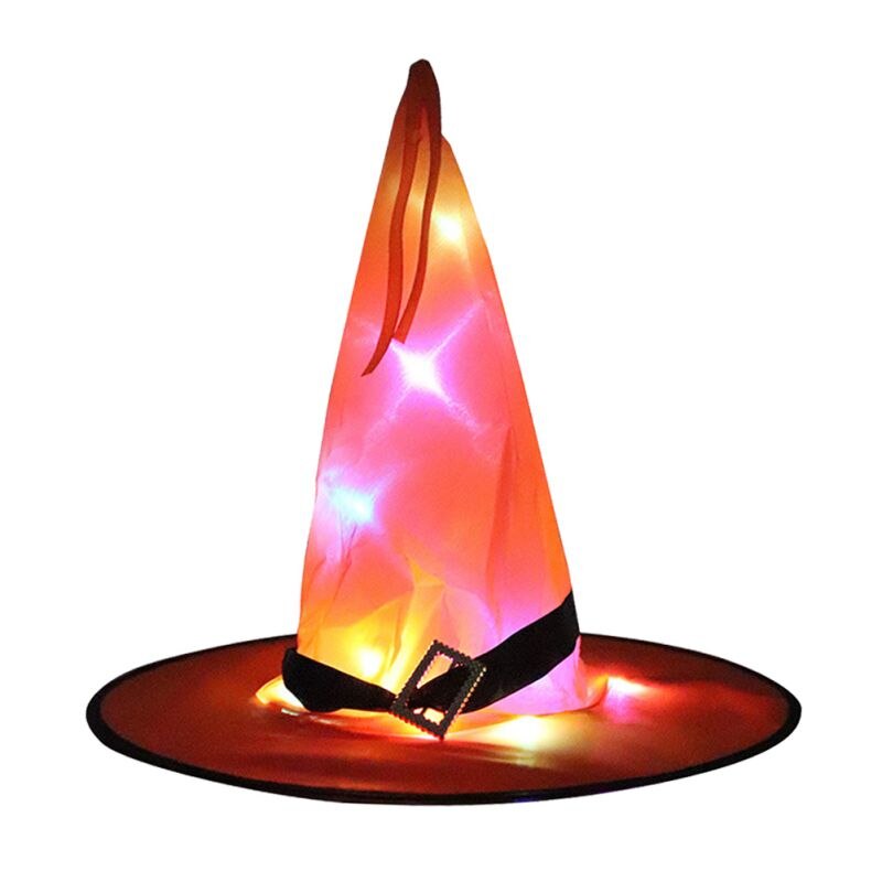Halloween luz brillante sombrero niños sombrero de bruja con LED brillante brujas sombrero de Halloween Cosplay árbol Decoración: O