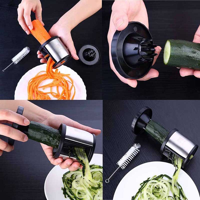 TEENRA 1 Stks 304 Rvs Plantaardige Spiralizer Slicer Wortel Aardappel Rasp Plantaardige Spiral Slicer Rasp Komkommer Cutter