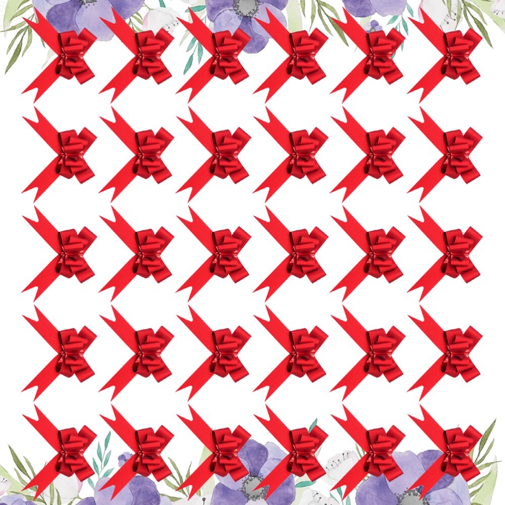 50Pcs 9cm Beautiful Pull Bowknots with Snowflake Pattern Christmas Decorative Pull Bowknots Box Pull Bows Bowknot Ribbon(Re: Red 1