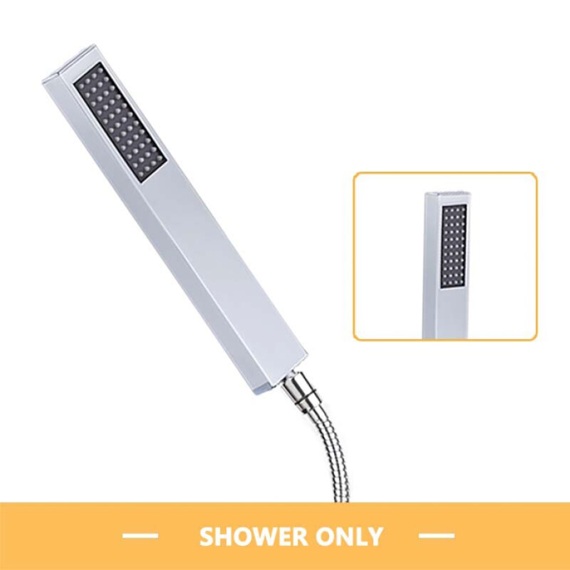 Square Solid Brass Hand Held Shower Head With Wall Connector and Hose Set Bathroom Concealed Chrome Polished Shower Faucet: Hand shower only