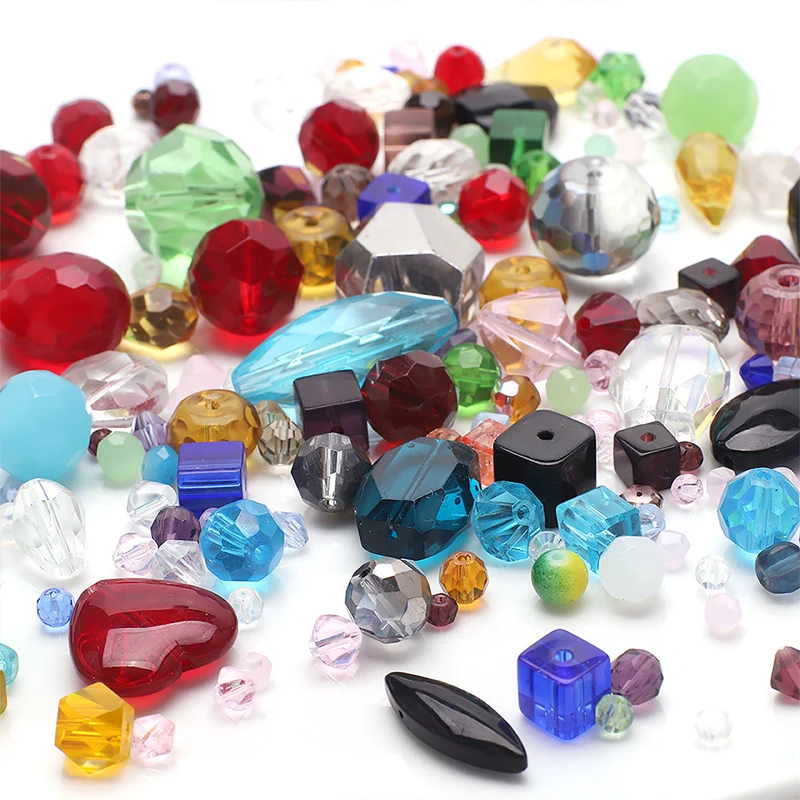 Cuentas de cristal con forma de tamaño mixto, cuentas de vidrio facetadas multicolores, cuentas espaciadoras sueltas para fabricación de joyería, collar de pulsera DIY