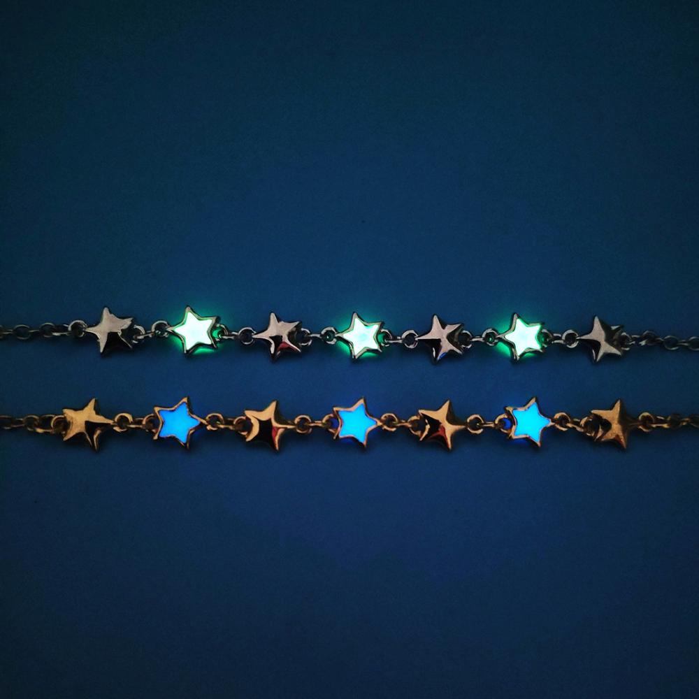 Lichtgevende Armband Glowing in the dark Stars Charm Enkelband & Armband voor Vrouwen Vrouwelijke Halloween Licht Up Sieraden