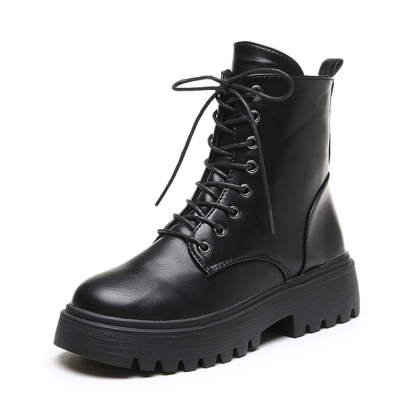 Sko rund tå kvinne flate støvletter midten-legge støvletter kvinner vinter fottøy støvler-dame lav kort gummi lolita damer høst