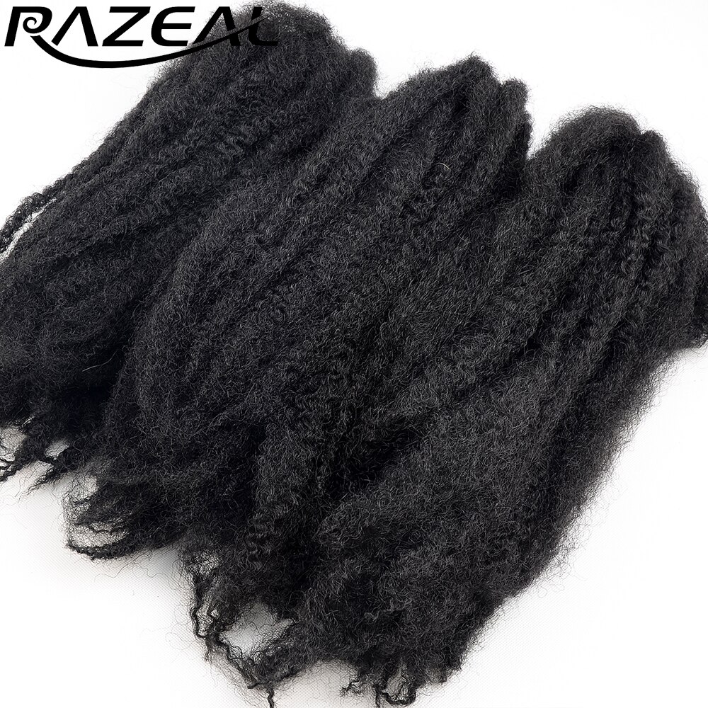 Razeal 4Packs 100g Synthetic Marley Braids Crochet Hair Afro Twist Braiding Hair Extensions High Temperature Fiber