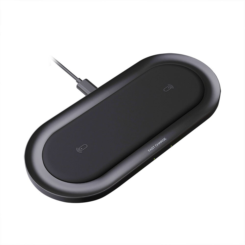 FDGAO 2in1 Dual QI rápido Pad cargador inalámbrico 20W de carga rápida para iPhone 11 XS Max XR 8X8 AirPods Pro Samsung Nota 10 9 S20 S10: Black