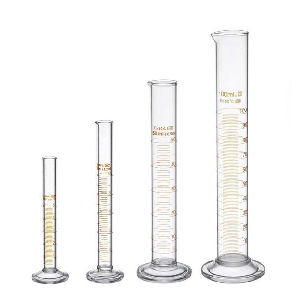 BLEL Thick Glass Graduated Measuring Cylinder Set 5ml 10ml 50ml 100ml Glass with Two Brushes
