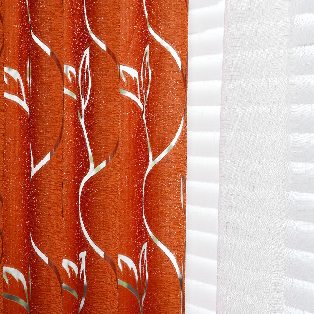 1 PCS Vines Leaves Tulle Door Window Curtain Drape Panel Sheer Scarf Valances Living room curtains with curtains in the kitchen: A
