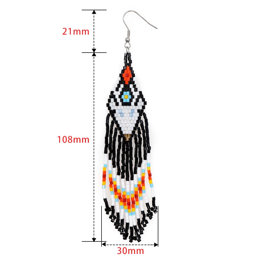 Go2Boho Inheemse Tribal Lange Oorbellen Boho Etnische Omzoomd Sieraden Miyuki Zaad Kralen Dangle Tassel Oorbellen Voor Vrouwen