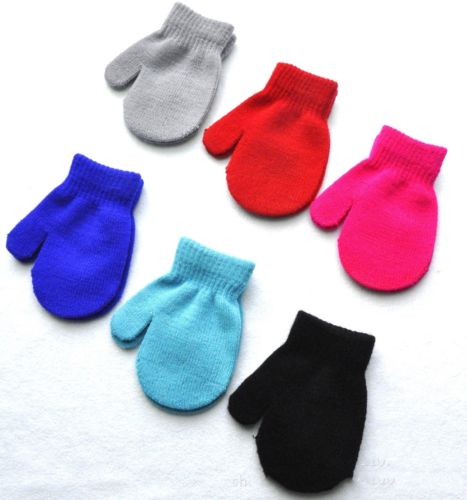 1 Paar Baby Meisjes Jongens Handschoenen Winter Warme Handschoenen Peuters Solid Kids Baby Warme Gebreide Handschoenen Wanten 7 snoep Kleur