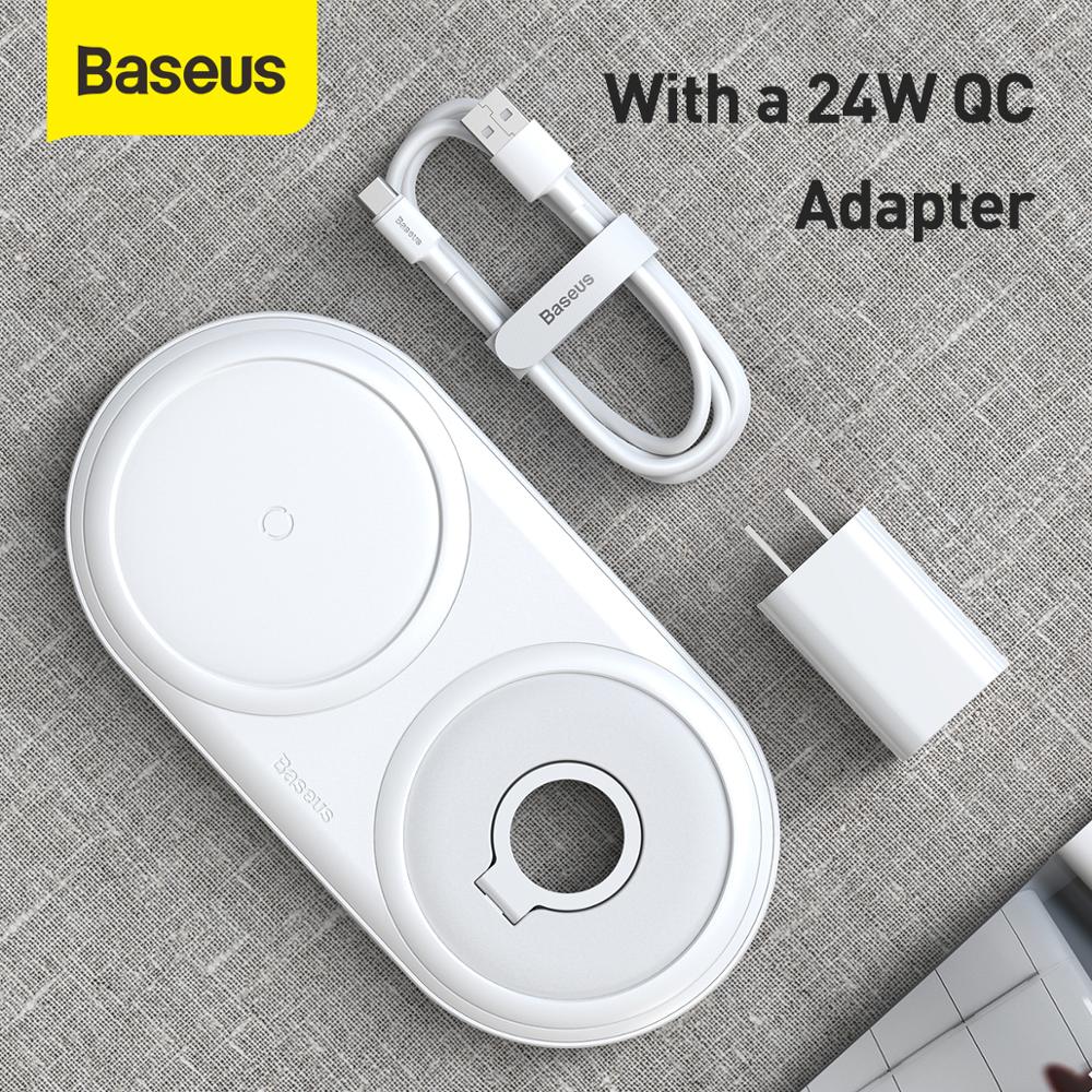 Baseus 2 in 1 senza fili caricabatterie pad per Mela Osservare 5 4 3 10W Multi-angolo di Ricarica Veloce per il iPhone 11 Airpods pro per Samsung S20