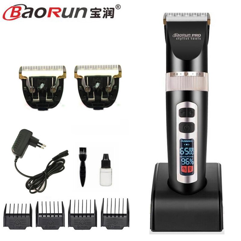 hair clipper rechargeable trimmer lithium battery Titanium blade cutter adjustable comb Fine-tuning 100-240V
