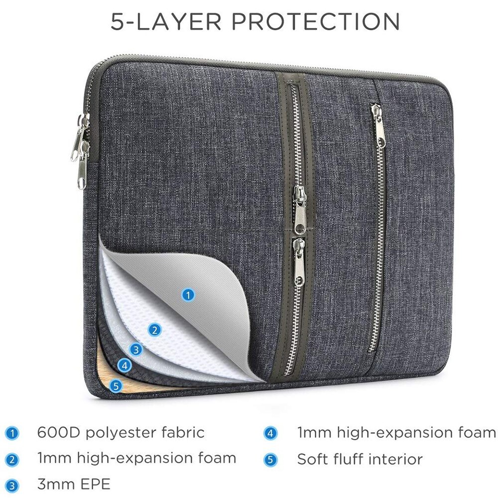 DOMISO , bolso para portátil a prueba de golpes para Macbook Air, funda para ordenador portátil de 10 "11" 13 "14" 15,6 "con cremallera, funda para ordenador portátil