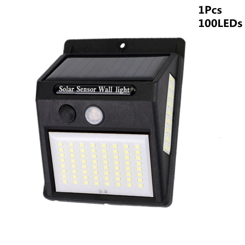 Solar Led Light Outdoor Outdoor Verlichting Waterdicht Straat Lamp Led Met Pir Motion Sensor Led Exterieur Voor Fairy Tuinverlichting: 1Pcs 100Leds