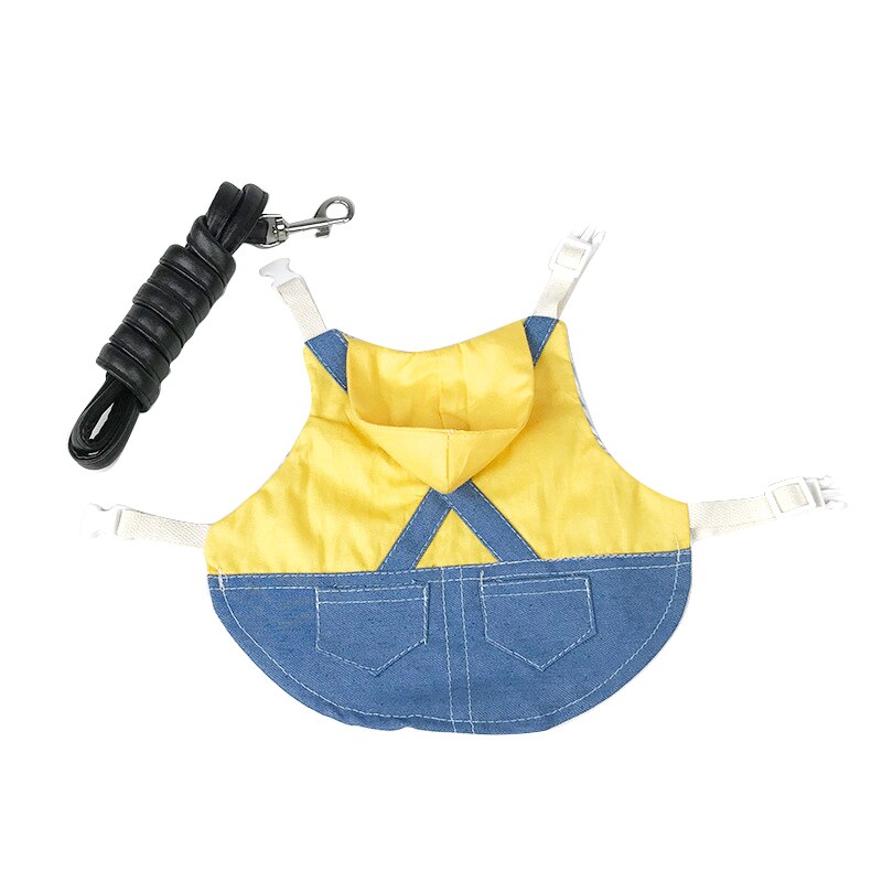 Vêtements en Denim pour animaux de compagnie, vêtements pour lapins, harnais avec laisse, gilet pour petits animaux, veste, ensemble pour furet, lapin, Hamster, fournitures pour petits animaux de compagnie: Yellow / M