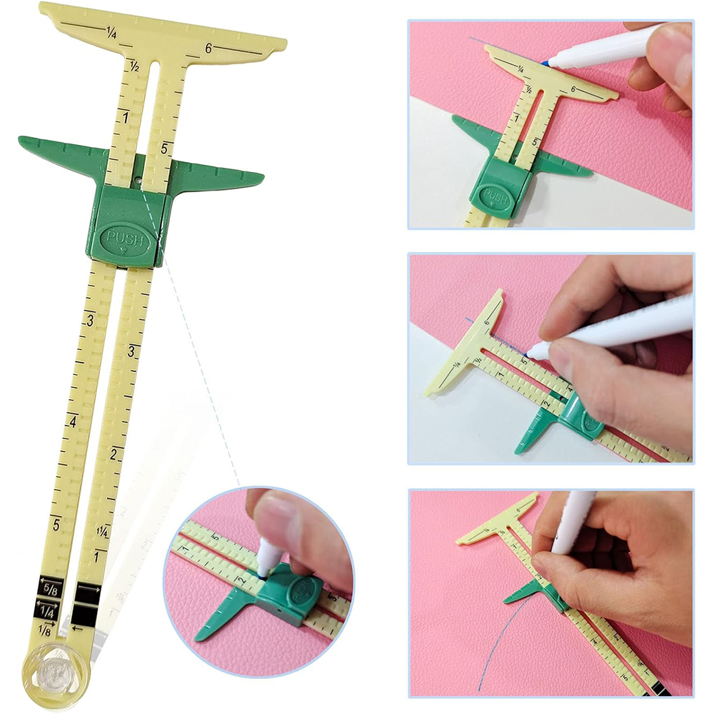 5-in-1 schuifmeter meetinstrument multifunctionele kunststof tekenliniaal huishoudelijke kleermaker patchwork liniaal naaiaccessoires