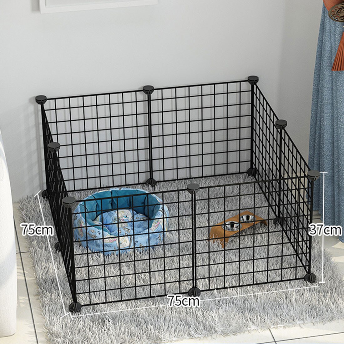 Inklapbare Huisdier Hek Ijzeren Hek Puppy Kattenbakvulling Huis Sport Training Ruimte Hond Levert Konijn Cavia Kooi: 8pcs Black