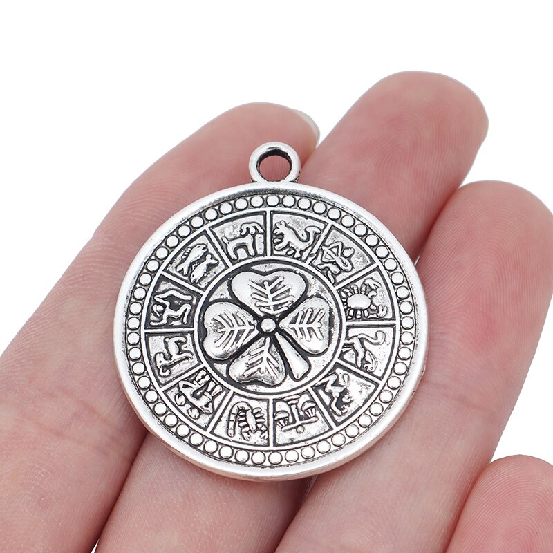 ZXZ 5 stücke Große Tetragrammaton Pentagramm Pentagramm Runde Reize Anhänger für Halskette Schmuck, sterben Entdeckungen 35mm: Zodiac gut Glück