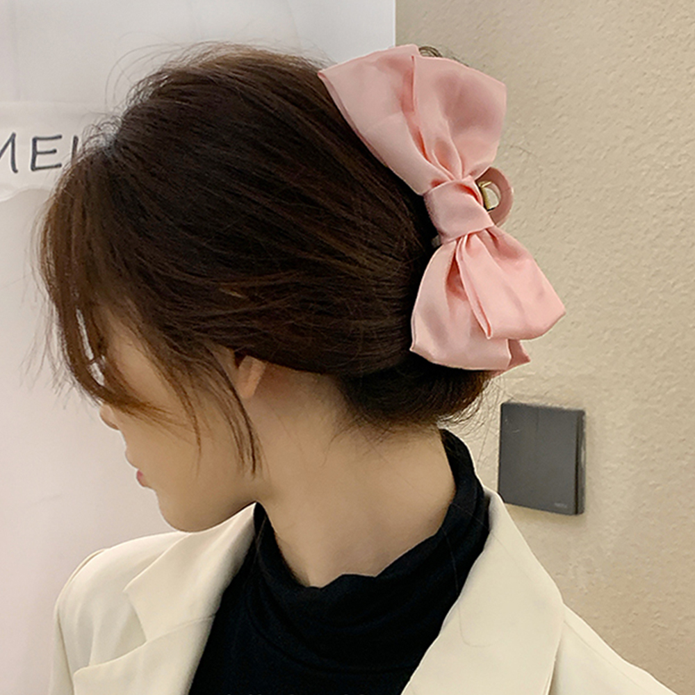 Pinza para el pelo con lazo grande, horquilla con garra de tiburón, pasadores con lazo sólido para coleta, accesorios para el cabello para mujer, diademas: YELLOW