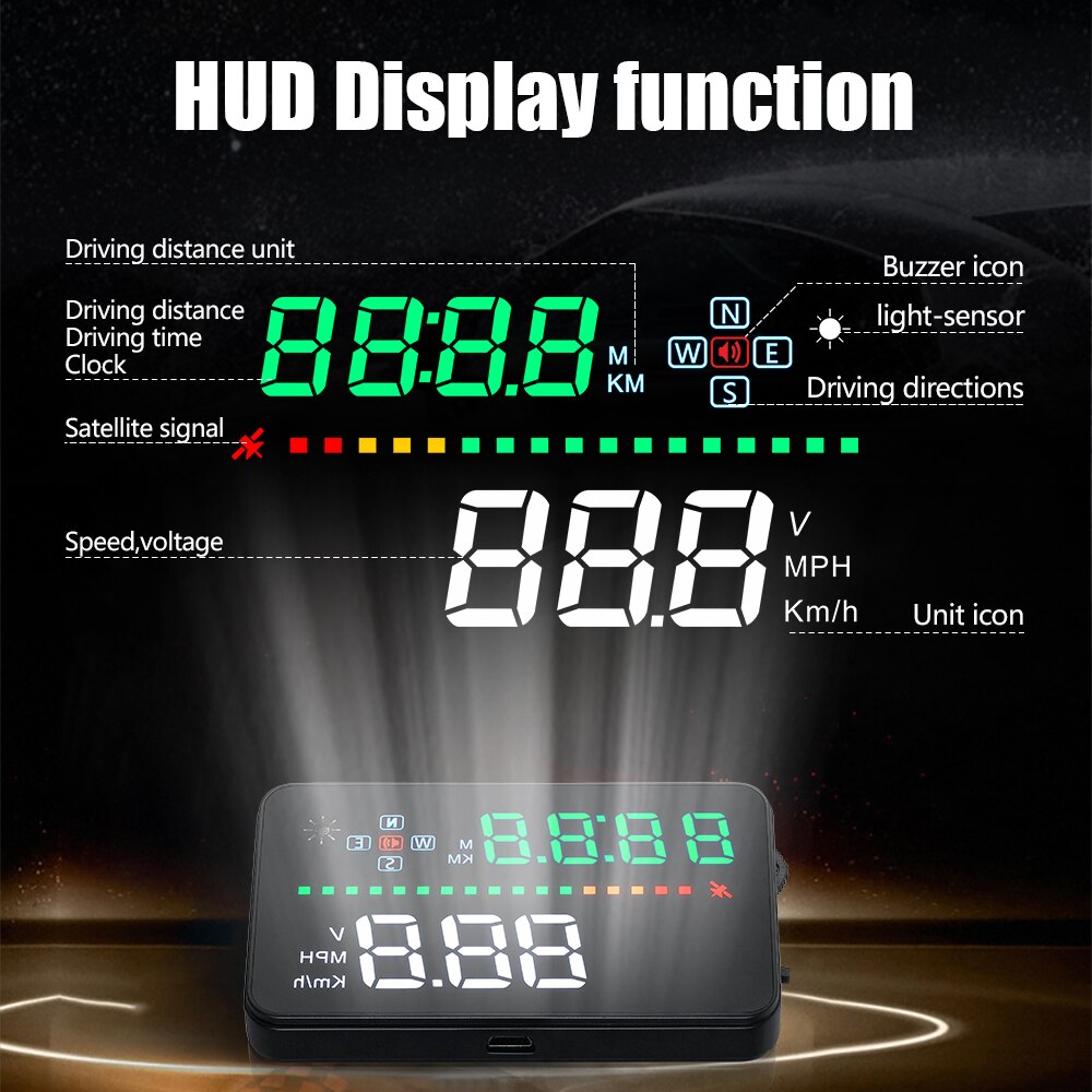 WIIYII A3 HUD OBD2 head up display car GPS System 3.5 inches Display Dash Screen auto accessorie GPS System Display